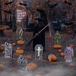 Set of 6 Graveyard Tombstone Yard Signs for Halloween