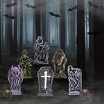 Set of 6 Graveyard Tombstone Yard Signs for Halloween