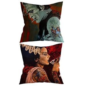 Frankenstein Couple Throw Pillow Set - Monster & Bride