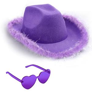 Cowgirl Hat with Heart Glasses for Halloween Costume