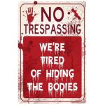 Ferillery Halloween Metal Tin Sign - No Trespassing