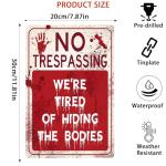 Ferillery Halloween Metal Tin Sign - No Trespassing