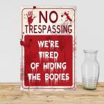 Ferillery Halloween Metal Tin Sign - No Trespassing