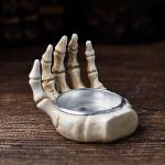 Halloween Skeleton Hand & Skull Candle Holders
