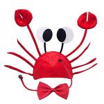 Adjustable Red Crab Hat with Red Wine Bow Tie