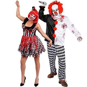 Killer Clown Couples Halloween Costume Set - Large/Medium
