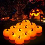 ORIA Pumpkin Tea Lights, 12 Pack for Halloween décor