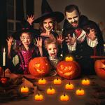 ORIA Pumpkin Tea Lights, 12 Pack for Halloween décor