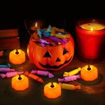 ORIA Pumpkin Tea Lights, 12 Pack for Halloween décor
