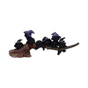 Witches' Black Cat Broomstick Figurine, 27.5cm