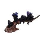 Witches' Black Cat Broomstick Figurine, 27.5cm