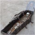 Halloween Skull Coffin Prop with Foam Chain