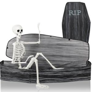 Life-Size Skeleton Coffin Prop for Halloween
