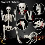 5.4Ft Poseable Human Skeleton with Cat for Halloween