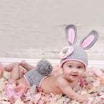 Grey Rabbit Crochet Costume for Newborns