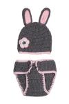 Grey Rabbit Crochet Costume for Newborns