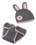 Grey Rabbit Crochet Costume for Newborns