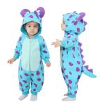 Cute Blue Monster Baby Hooded Romper Outfit