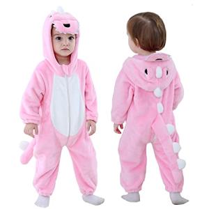Pink Dinosaur Hooded Baby Jumpsuit for Toddlers