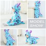 Cute Blue Monster Baby Hooded Romper Outfit