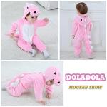 Pink Dinosaur Hooded Baby Jumpsuit for Toddlers