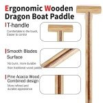 JUSTOOP Wood Dragon Boat Paddle, Lightweight Wooden Canoe Paddle with Paddle Bag, IDBF Approved Boat Oars with T Handle for Dragon Boat Paddler, 125cm/49in