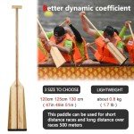 JUSTOOP Wood Dragon Boat Paddle, Lightweight Wooden Canoe Paddle with Paddle Bag, IDBF Approved Boat Oars with T Handle for Dragon Boat Paddler, 125cm/49in