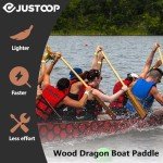 JUSTOOP Wood Dragon Boat Paddle, Lightweight Wooden Canoe Paddle with Paddle Bag, IDBF Approved Boat Oars with T Handle for Dragon Boat Paddler, 125cm/49in