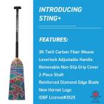 Hornet Dragon Boat Paddle - Adjustable Carbon Fiber, Pink