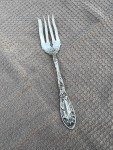 Silverplate Cold Meat Serving Fork 8.5" with Floral Design