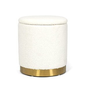 Small Upholstered Ottoman with Gold Base
