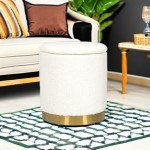 Small Upholstered Ottoman with Gold Base