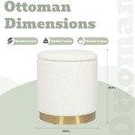 Small Upholstered Ottoman with Gold Base