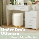 Small Upholstered Ottoman with Gold Base