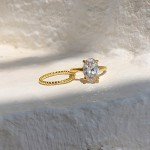 Lemon Grass 3.5ct Oval Engagement Ring in Silver
