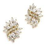 Gold Cubic Zirconia Bridal Earrings with Platinum Plating