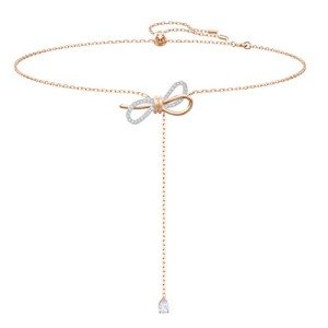 Rose-Gold and Rhodium Crystal Bow Pendant Necklace