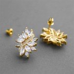 Gold Cubic Zirconia Bridal Earrings with Platinum Plating