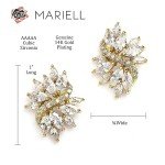 Gold Cubic Zirconia Bridal Earrings with Platinum Plating
