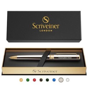 Personalized Silver Chrome Ballpoint Pen Gift Set