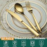 60-Piece Titanium Plating Flatware Set for 20