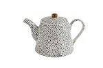 White Stoneware Teapot with Gold Accents
