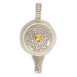 White Stoneware Teapot with Gold Accents