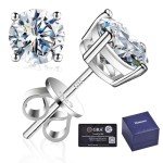 Electroplated Moissanite Stud Earrings - 0.3ct-2.0ct