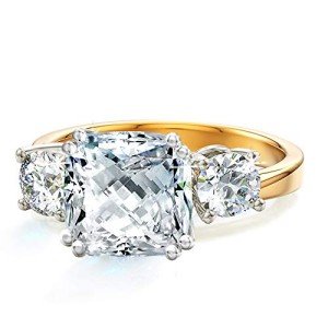 Electroplating 3 Stone Engagement Ring Set - Size 7