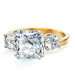 Electroplating 3 Stone Engagement Ring Set - Size 7