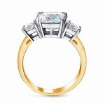 Electroplating 3 Stone Engagement Ring Set - Size 7