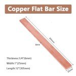 HWYEE Copper Flat Bar 1/4" x 1" - 12" Long
