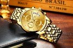 Gold Plating Men's Analog Quartz Multi-Function Watch