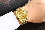 Gold Plating Men's Analog Quartz Multi-Function Watch